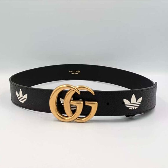 Gucci x Adidas GG Marmont Leather W.40 Belt Black/White 90cm 406831 - Picture 2 of 12